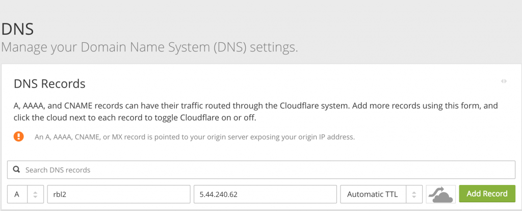 CloudFlare DNS A-Record
