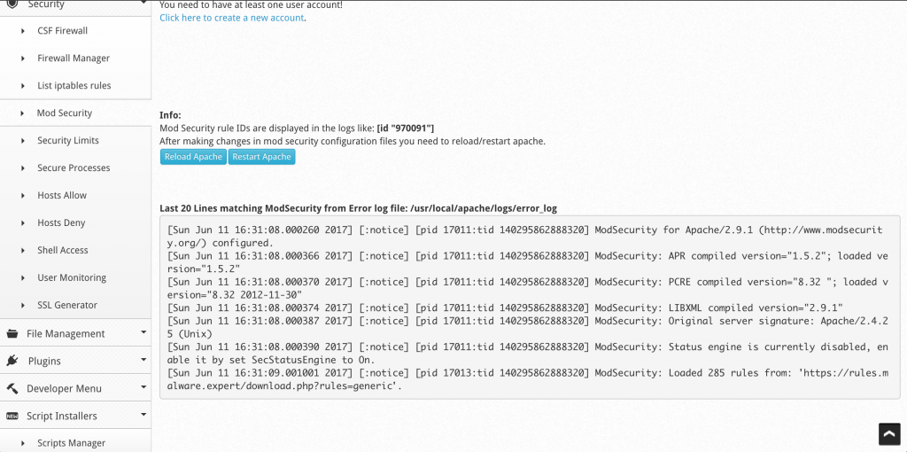 Centos Webpanel Apache Restart