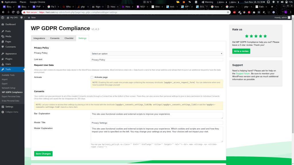 WP GDPR Compliance plugin