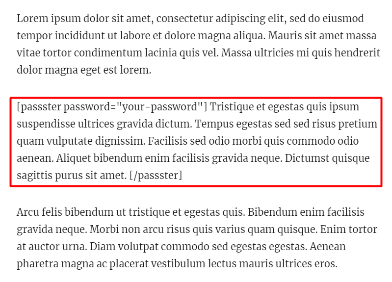 Wordpress Password Shortcode Place