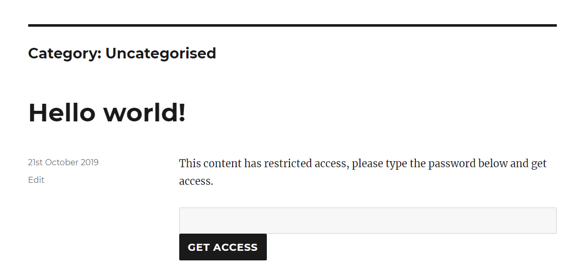 Wordpress restricted category