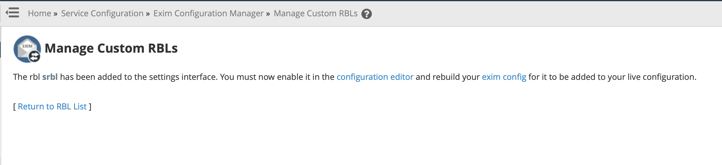 Manage Custom RBLs - Add